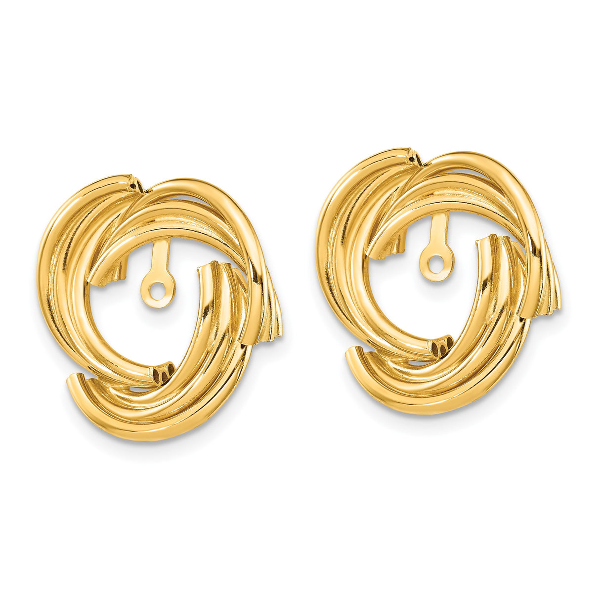 14k Yellow Gold Clip-On Earrings with Twisted Knot Multi Loop Swirl Design