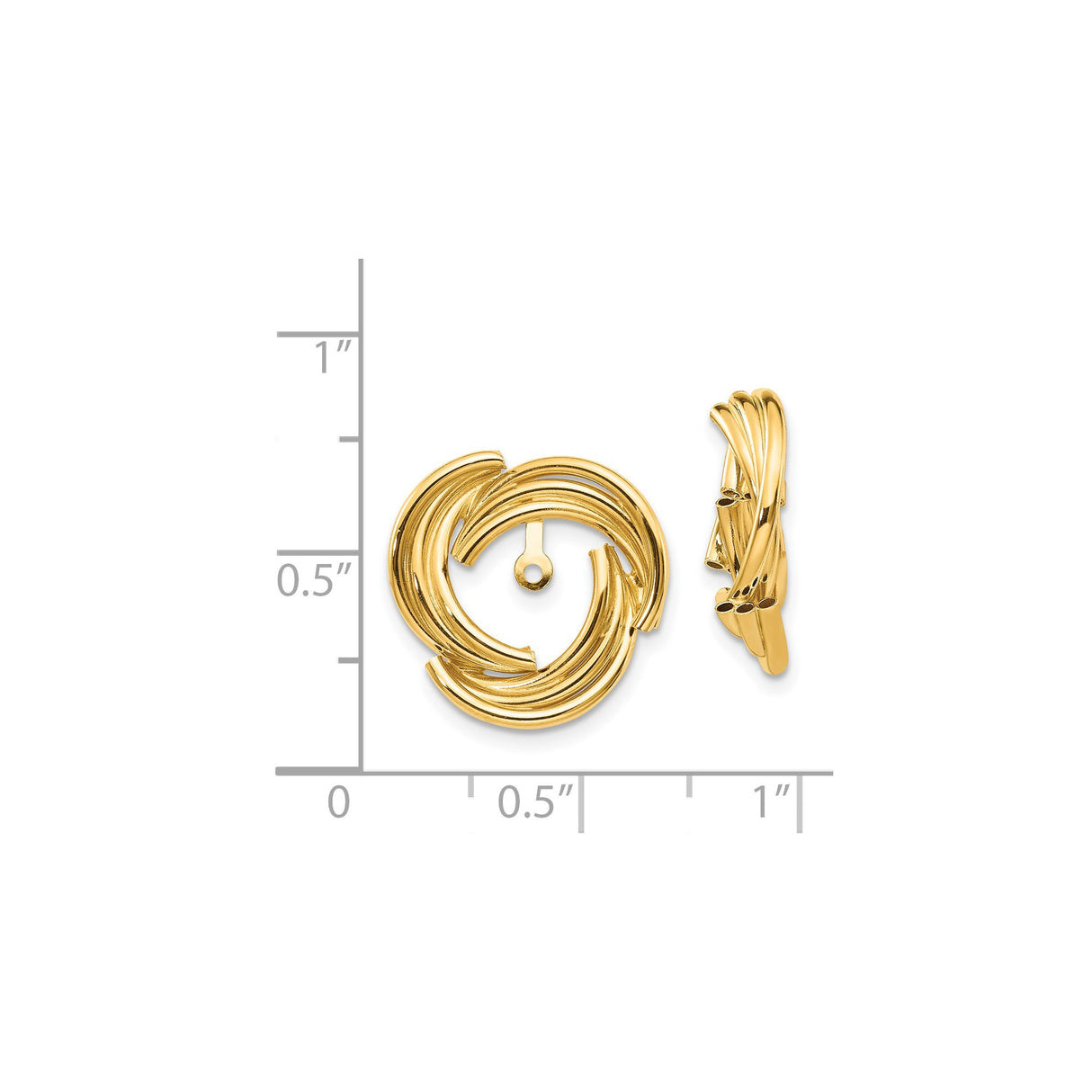 14k Yellow Gold Clip-On Earrings with Twisted Knot Multi Loop Swirl Design