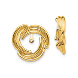 14k Yellow Gold Clip-On Earrings with Twisted Knot Multi Loop Swirl Design