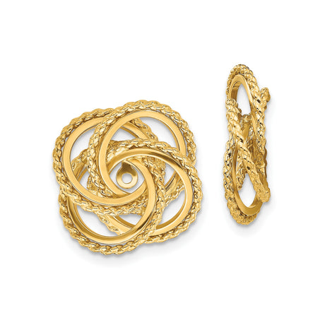 14k Yellow Gold Knot Stud Earrings, Interlocking Woven Loop, Celtic Inspired Design for Women