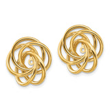 14k Yellow Gold Love Knot Stud Earrings with Interwoven Loop Design for Women