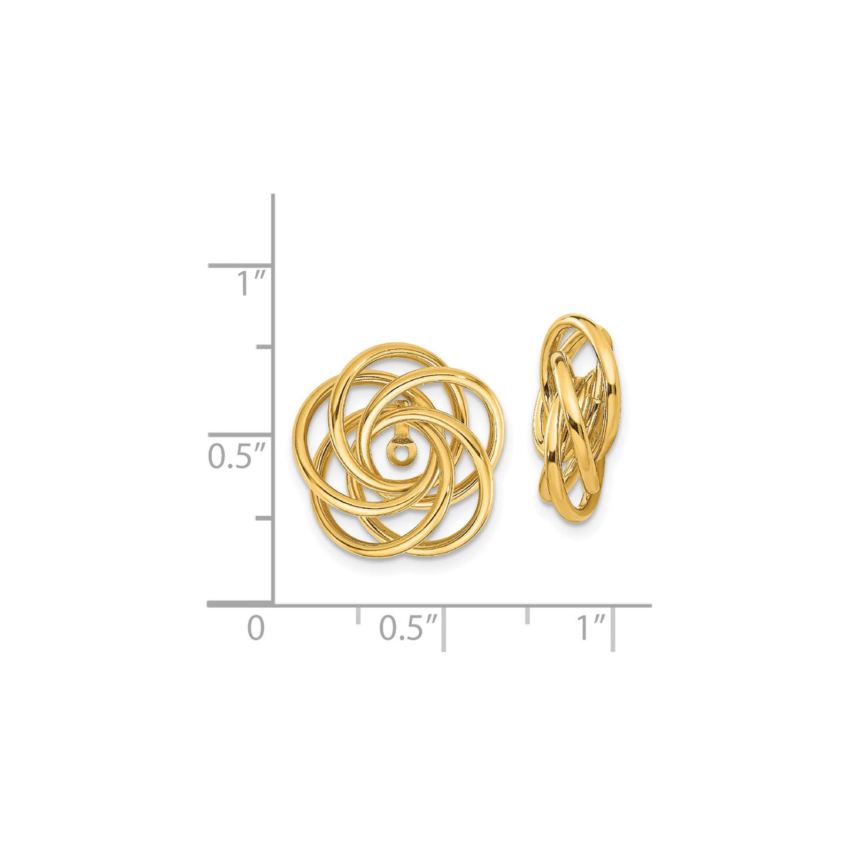 14k Yellow Gold Love Knot Stud Earrings with Interwoven Loop Design for Women