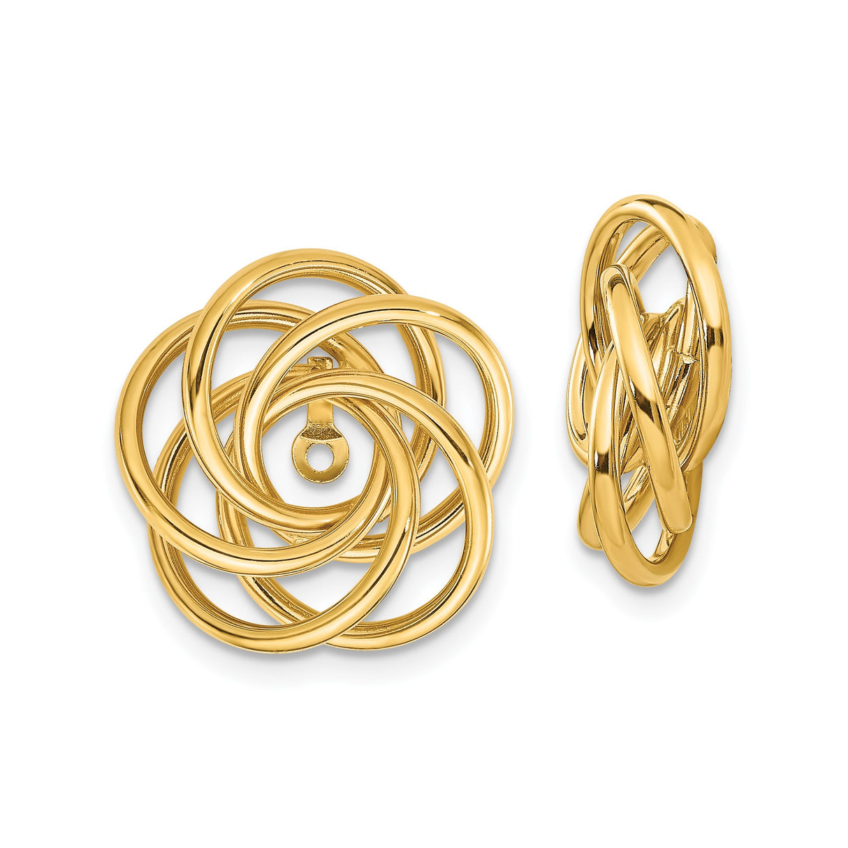 14k Yellow Gold Love Knot Stud Earrings with Interwoven Loop Design for Women