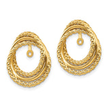 14k Yellow Gold Hoop Earrings with Interlocking Braided Circles, Polished and Textured Design