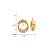 14k Yellow Gold Hoop Earrings with Interlocking Braided Circles, Polished and Textured Design