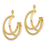 14k Yellow Gold Hoop Earrings, Triple Layer Braided and Polished Design for Women
