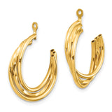 14k Yellow Gold Hoop Earrings, Twisted Interwoven Triple Row Polished Design