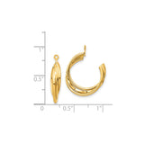 14k Yellow Gold Hoop Earrings, Twisted Interwoven Triple Row Polished Design
