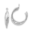 14k White Gold Hoop Earrings, Twisted Triple Row Polished Design, Lightweight Modern Style