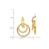 14k Yellow Gold Dangle Earrings with Interlocking Polished and Braided Circle Hoops