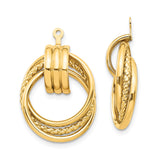 14k Yellow Gold Hoop Earrings with Interlocking Textured and Polished Braided Design
