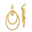 14k Yellow Gold Dangle Hoop Earrings with Double Oval, Polished and Braided Loops