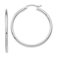 14k White Gold Hoop Earrings, Classic Round Polished Design, Lightweight Minimalist Style