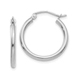 14k White Gold Hoop Earrings, Classic Lightweight Polished Hoops with Snap Closure