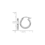 14k White Gold Hoop Earrings, Polished Tube Style with Snap Closure, Lightweight Round Design