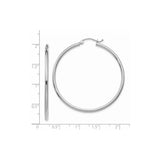 14k White Gold Hoop Earrings, Large Round Polished Hoops with Hinged Clasp, Minimalist Design