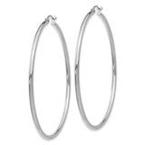 14k White Gold Hoop Earrings, Minimalist Round Design with Seamless Latch Back Closure