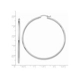 14k White Gold Hoop Earrings, Lightweight Polished Round Hoops, Modern Minimalist Style
