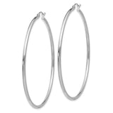 14k White Gold Hoop Earrings, Classic Round High Polish Design, Lightweight and Minimalist Style