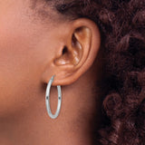 14k White Gold Hoop Earrings, Polished Finish with Latch Back Closure, Lightweight Classic Design