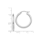 14k White Gold Hoop Earrings, Polished Minimalist Design, Lightweight Everyday Jewelry for Women