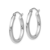 14k White Gold Hoop Earrings, Classic Polished Round Hoops with Hinged Clasp for Women