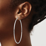 14k White Gold Hoop Earrings, Large Round Minimalist Polished Design for Women