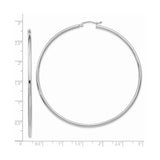 14k White Gold Hoop Earrings, Large Round Minimalist Polished Design for Women