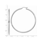 14k White Gold Hoop Earrings, Lightweight Polished Round Hoops, Minimalist Style for Women