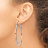 14k White Gold Hoop Earrings, Lightweight High-Polish Classic Round Design for Women