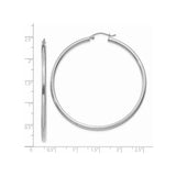 14k White Gold Hoop Earrings, Lightweight Polished Round Design, Minimalist Modern Style