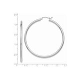 14k White Gold Hoop Earrings, Classic Polished Round Design, Lightweight Minimalist Style
