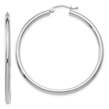 14k White Gold Hoop Earrings, Classic Polished Minimalist Design with Latch Back Closure