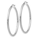 14k White Gold Hoop Earrings, Lightweight Polished Hollow Round Design for Women