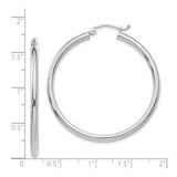 14k White Gold Hoop Earrings, Lightweight Classic Round Design with Hinged Snap Closure