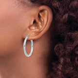 14k White Gold Hoop Earrings, Polished Finish, Medium Size, Latch Back Closure, Minimalist Style