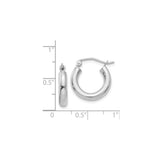 14k White Gold Hoop Earrings, Polished Finish, Lightweight Classic Design, Latch Back Closure