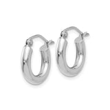 14k White Gold Hoop Earrings, Small Thick Hoops with Polished Finish, Hinged Closure, Unisex Design