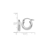 14k White Gold Hoop Earrings, Small Thick Hoops with Polished Finish, Hinged Closure, Unisex Design