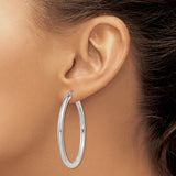 14k White Gold Hoop Earrings, Classic Round Design with Secure Latch Back, Lightweight for Women