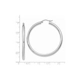 14k White Gold Hoop Earrings, Classic Round Design with Secure Latch Back, Lightweight for Women