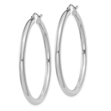 14k White Gold Hoop Earrings, Classic Lightweight Round Hoops with High-Polish Finish