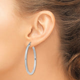 14k White Gold Hoop Earrings, Classic Lightweight Round Hoops with High-Polish Finish