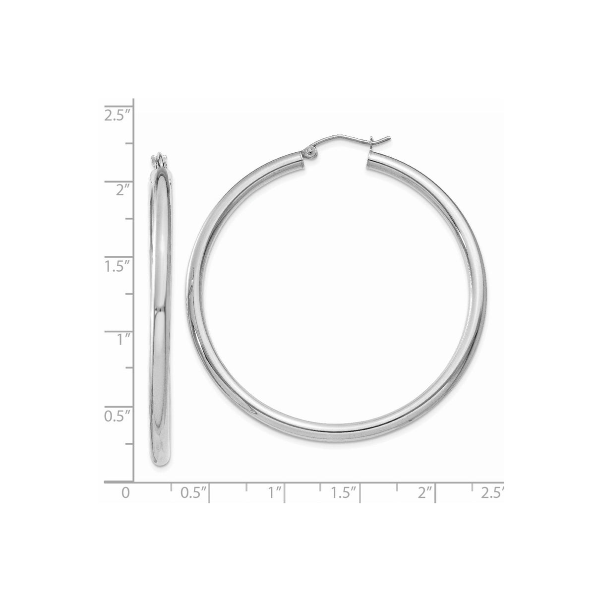 14k White Gold Hoop Earrings with Polished Finish, Lightweight Modern Minimalist Style