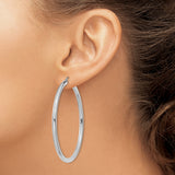 14k White Gold Hoop Earrings, Polished Finish, Latch Back, Classic Minimalist Style for Women
