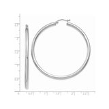 14k White Gold Hoop Earrings, Lightweight Medium Size with High Polish Finish, Snap Lock Closure