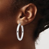 14k White Gold Hoop Earrings, Classic Polished Lightweight Hoops with Hinged Snap Closure