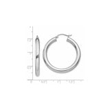 14k White Gold Hoop Earrings, Classic Round Lightweight Polished Design for Women