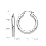 14k White Gold Hoop Earrings, Classic Round Polished Design, Lightweight Minimalist Style