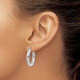 14k White Gold Hoop Earrings, Classic Lightweight Design with Hinged Back for Women